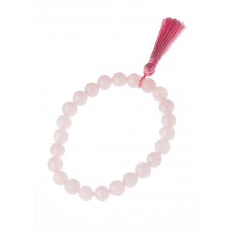 Bracelet fantaisie "Pompon 4 cm" élastique - quartz rose