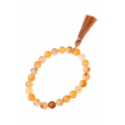 Bracelet fantaisie "Pompon 4 cm" élastique - quartz jaune