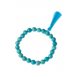 Bracelet fantaisie "Pompon 4 cm" élastique - howlite