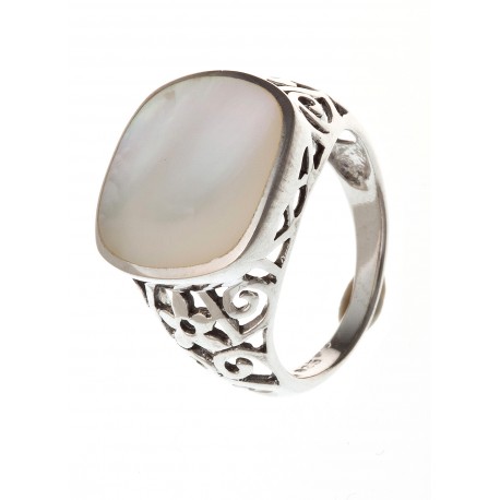 Bague argent 4,1g nacre T 50 à 60