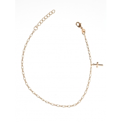 Chaine cheville plaquée or "croix" 23+3 cm