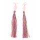 Boucles d'oreille argent 0,3g "Pompon multicolore 10 cm" - quartz rose