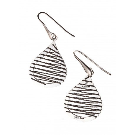 Boucles d'oreille argent rhodié 4,6g  2 tons "goutte"