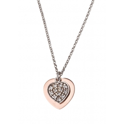 Collier argent rhodié 4g 2 tons rose et argent  40+2,5cm zircons