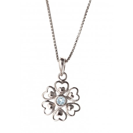 Collier argent rhodié 3,3g topaze bleue 40 cm