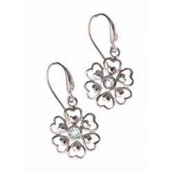 Boucles d'oreille argent rhodié 2,4g topaze bleue