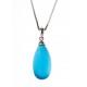 Collier argent rhodié 2,6g œil de chat bleu 40 cm