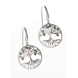 Boucles d'oreille argent rhodié 6g zircons blancs et teintés