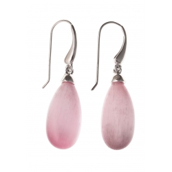 Boucles d'oreille argent rhodié 1,9g œil de chat rose