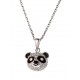 Collier argent rhodié 4,3g "panda" zircon et époxy noir 38+5cm