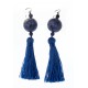 Boucles d'oreille argent 0,3g "Pompon  4,5 cm" - sodalite