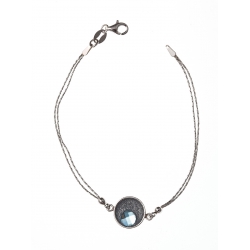 Bracelet argent rhodié 3g résine et cristal de swarovski 18cm