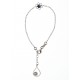 Bracelet argent rhodié 2g perle et cristal de swarovski 16+2,5 cm