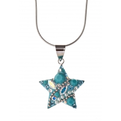 Collier argent rhodié 5g  "étoile" avec cristal et perles de swarovski 40 cm