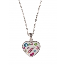 Collier argent rhodié 3,6g  "cœur" avec cristal de swarovski 38+4 cm