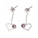 Boucles d'oreille argent rhodié 1,7g cristal de swarovski chaine 1,5cm