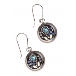Boucles argent rhodié 4g avec cristal et perles de swarovski