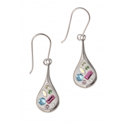 Boucles argent rhodié 2,4g  avec cristal de swarovski