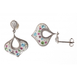 Boucles argent rhodié 4,2g  avec cristal de swarovski