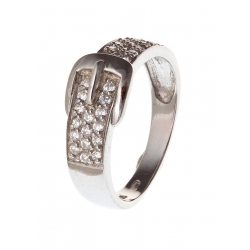 Bague argent rhodié 2,7g "ceinture" zircons