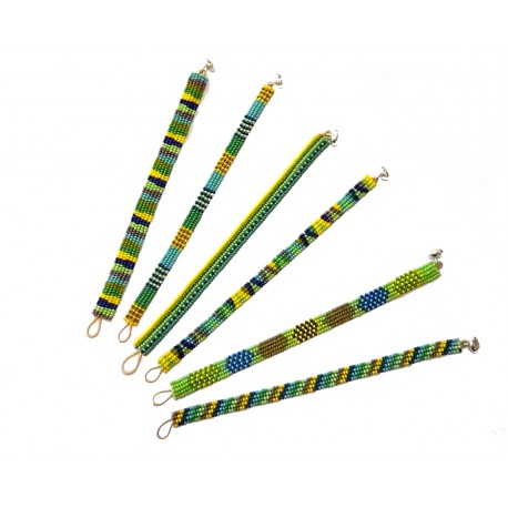 Lot de 6 bracelets perles multicolores 3x4 rangs - 2x5 rangs - 1x6rangs
