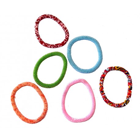 Lot de 6 bracelets élastiques multicolores