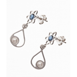 Boucles d'oreille argent rhodié 2g perle et cristal de swarovski