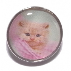 Bouton pression  métal et epoxy chaton