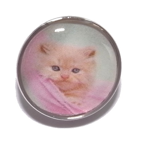 Bouton pression  métal et epoxy chaton