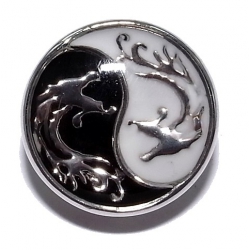 Bouton pression  métal et epoxy yin yang