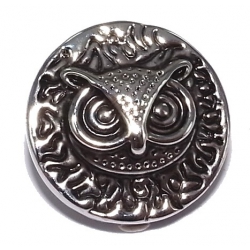 Bouton pression  métal et strass hibou