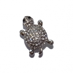 Bouton pression "tortue et strass blancs" taille G