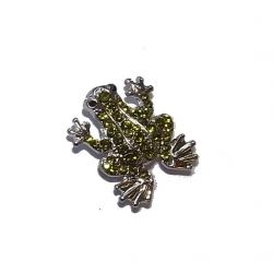 Bouton pression "grenouille et strass verts" taille G