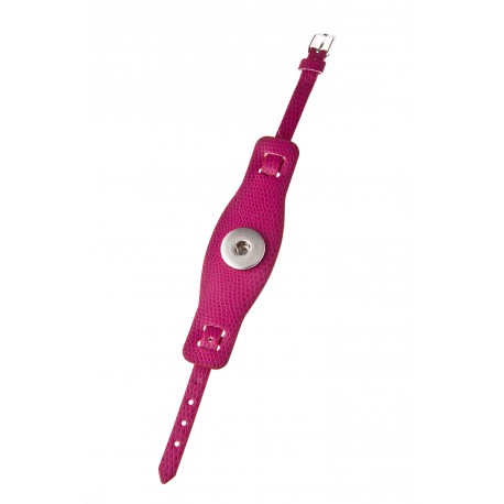 Bracelet fantaisie  couleur rose réglable imitation cuir 1 socket pression
