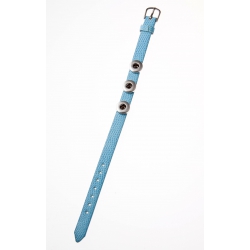 Bracelet fantaisie bleu clair réglable imitation cuir 3 sockets pression taille