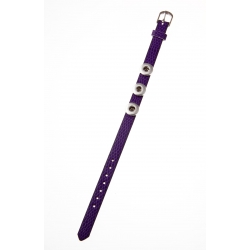 Bracelet fantaisie violet réglable imitation cuir 3 sockets pression taille P