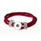 Bracelet fantaisie argenté rouge, strass  imitation cuir 19 cm 1 socket pression