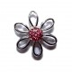 Bouton pression "fleur et strass rose" taille G