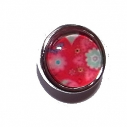 Bouton pression "fleurs rouges" taille P