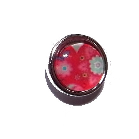 Bouton pression "fleurs rouges" taille P