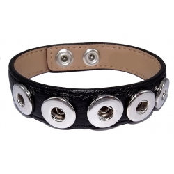 Bracelet imitation cuir 24 cm noir