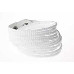 Bracelet fantaisie blanc strass blancs 2 tours - 6 rangs - 40 cm
