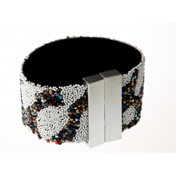 Bracelet fantaisie strass multicolore - fermoir aimant - 17 x 3,5 cm