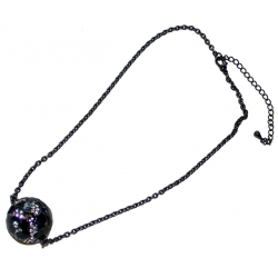 Collier 42+7cm fantaisie finition anthracite strass svarowski et epoxy