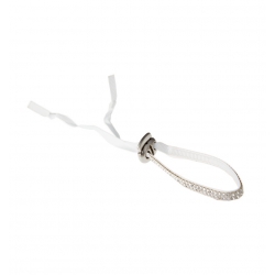 Bracelet fantaisie strass blancs 4 rangs-ruban blanc-fermeture en alliage-24cm