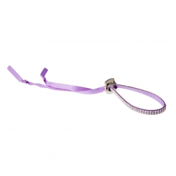 Bracelet fantaisie strass blancs 4 rangs-ruban violet clair-fermeture en all