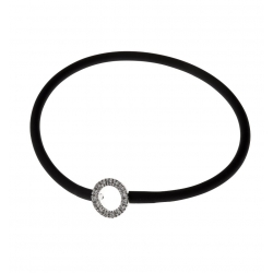 Bracelet argent rhodié 1,8g "rond" silicone et zircons élastique