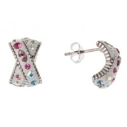 Boucles d'oreille argent rhodié 3g avec cristal swarovski