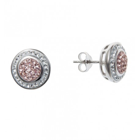 Boucles d'oreille argent rhodié 4g avec cristal preciosa