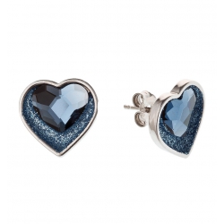 Boucles d'oreille argent rhodié 3,4g "cœur" résine et cristal de swarovski